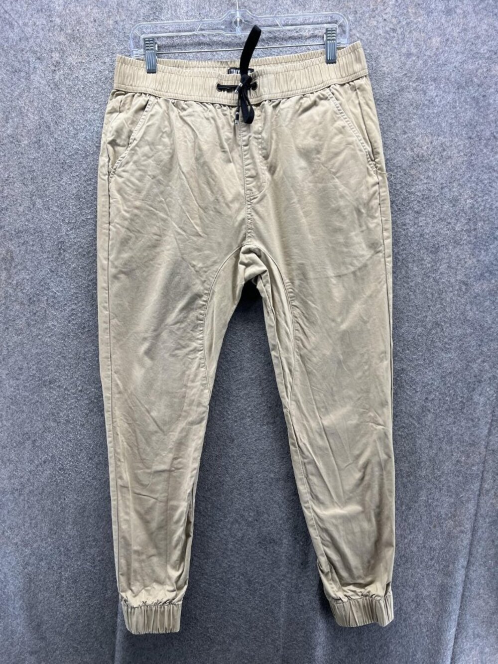 ITALYMORN Pants Mens Medium Beige Jogger Slim Fit Elastic Waist Cuffed Casual